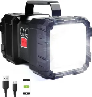Rechargeable Flashlight, LED Spotlight Flashlight 10000mAh 12000LM 20h Ultra-Long Standby 3 4 Lights Modes Waterproof Camping Flashlight（35 LEDs）
