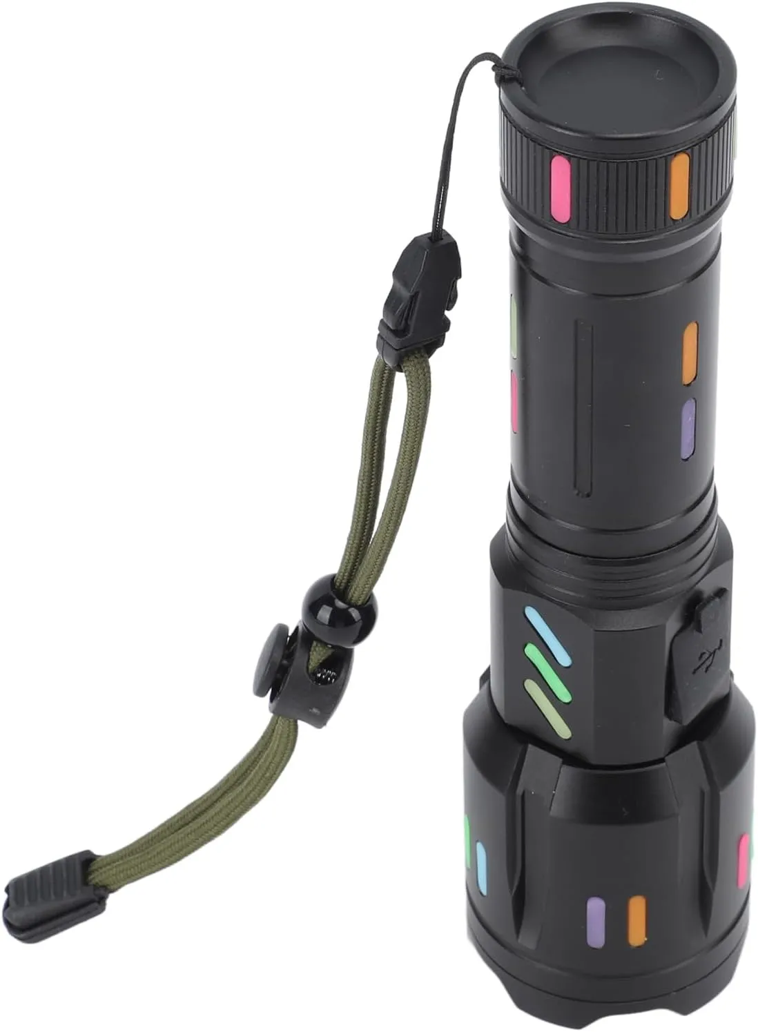 Rechargeable Flashlight, Super Bright LED High Powered Zoomable Handheld Torch with White Lasers, Long Ranges and Battery Level Display for Hiking, Outdoor
