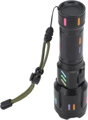 Rechargeable Flashlight, Super Bright LED High Powered Zoomable Handheld Torch with White Lasers, Long Ranges and Battery Level Display for Hiking, Outdoor