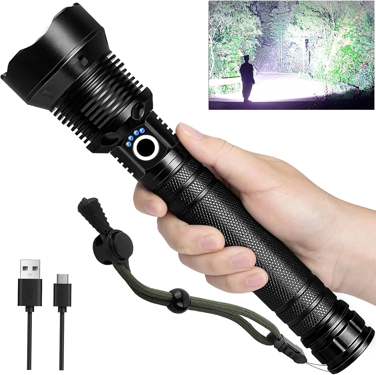 Rechargeable Flashlights 990,000 High Lumens, Super Bright LED Flashlight Powerful with 10000ɱAh Capacity, 5 Modes Waterproof Flashlight Handheld Flash Lights for Home Camping Emergencies