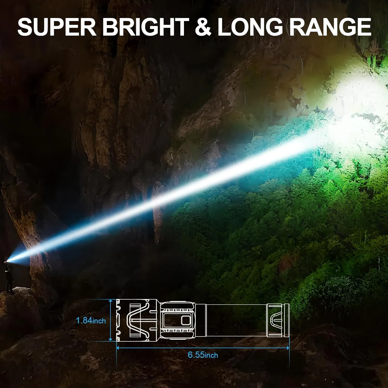 Rechargeable Flashlights High Lumens - Super Bright LED Tactical Flash Light, Powerful Waterproof Handheld USB C Flashlight for Camping,Emergencies,Home,5 Modes,Zoomable (2, Orange)