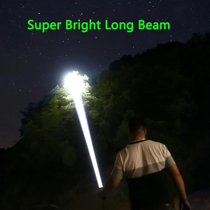Rechargeable High Brightness Flashlight, 900000LM Powerful Tactical Flashlight, 5 Modes Adjustable Portable LCD Flashlight, Waterproof, Handheld Flash, for Emergencies, Hiking,Camping.