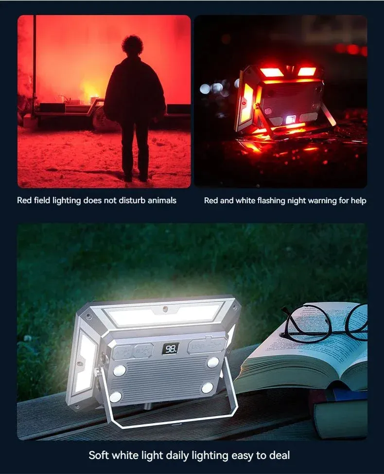 Rechargeable LED Camping Lantern Searchlight Waterproof Portable Outdoor Tent Light Emergency Night Lamp