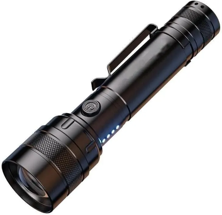 Rechargeable LED Flashlight with Adjustable Beam - Ultra-Bright 300-Lumen Aluminum Alloy Torch, USB-C Charging & Belt Clip, Portable Emergency Light for Camping Hiking Home (M09-T6)