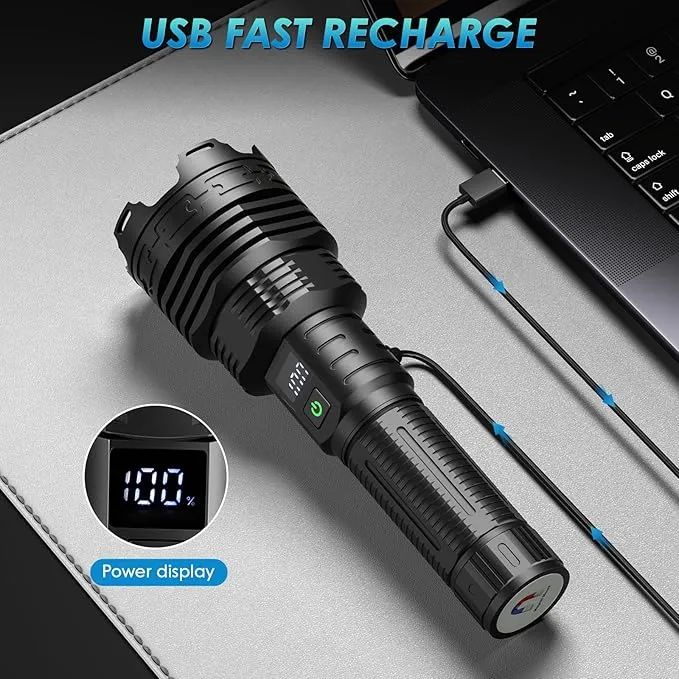Rechargeable LED Flashlights High Lumens, 900,000 Super Bright High Powerful Flash Light,5 Modes, IPX7 Waterproof,Handheld Powerful Flashlights for Emergency Camping Hiking