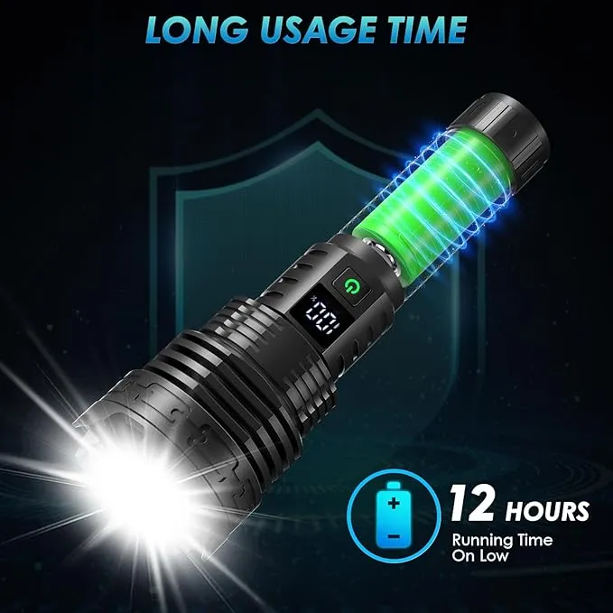 Rechargeable LED Flashlights High Lumens, 900,000 Super Bright High Powerful Flash Light,5 Modes, IPX7 Waterproof,Handheld Powerful Flashlights for Emergency Camping Hiking