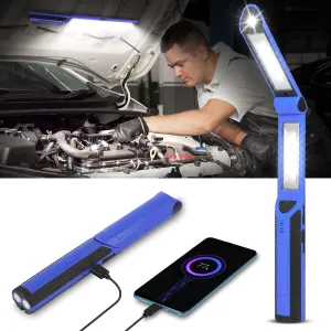 Rechargeable LED Work Light 1500 Lumens, Portable Magnetic Light 180 Rotate 3 Modes, with 4 Magnetic Base and Hook for Under Hood/Car Repairing/Inspection/Outdoor