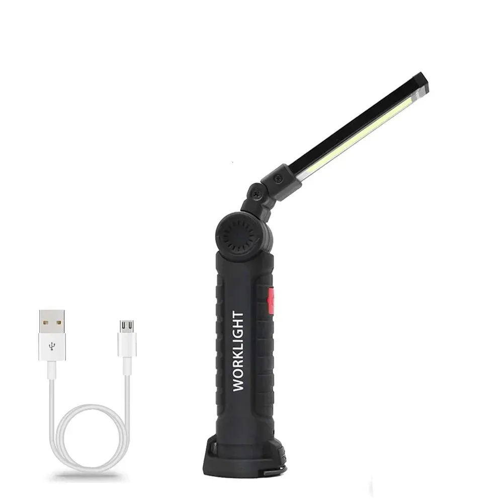 Rechargeable LED Work Light Flashlight, 5 Modes, Rotatable, Magnetic Base, Waterproof, for Camping & Emergency Use