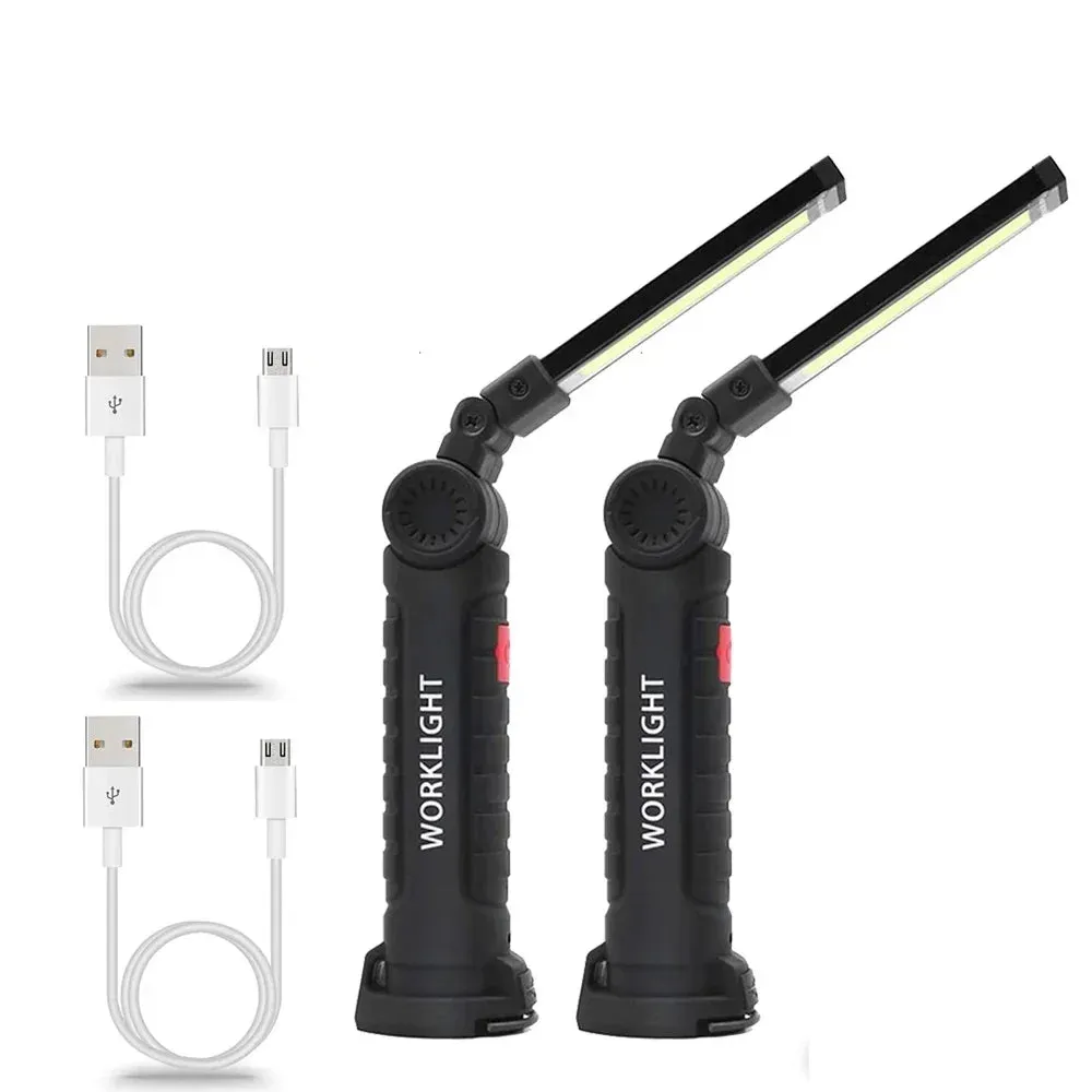 Rechargeable LED Work Light Flashlight, 5 Modes, Rotatable, Magnetic Base, Waterproof, for Camping & Emergency Use