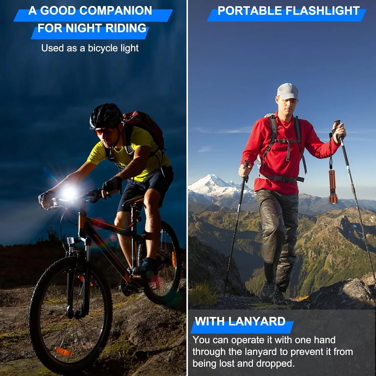 Rechargeable Magnetic Flashlights High Lumens, Super Bright LED Powerful Flashlight 8 Modes with COB Work Light, Waterproof Handheld Flash Light for Camping (2 Pack with Paper Box, Brown)