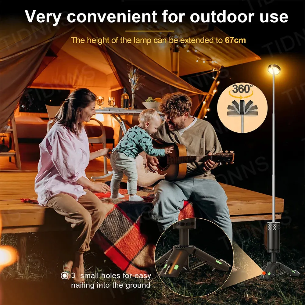 Rechargeable Telescopic Camping Lantern 10000mAh, Dimmable Fishing Light, Emergency Power Failure Lamp