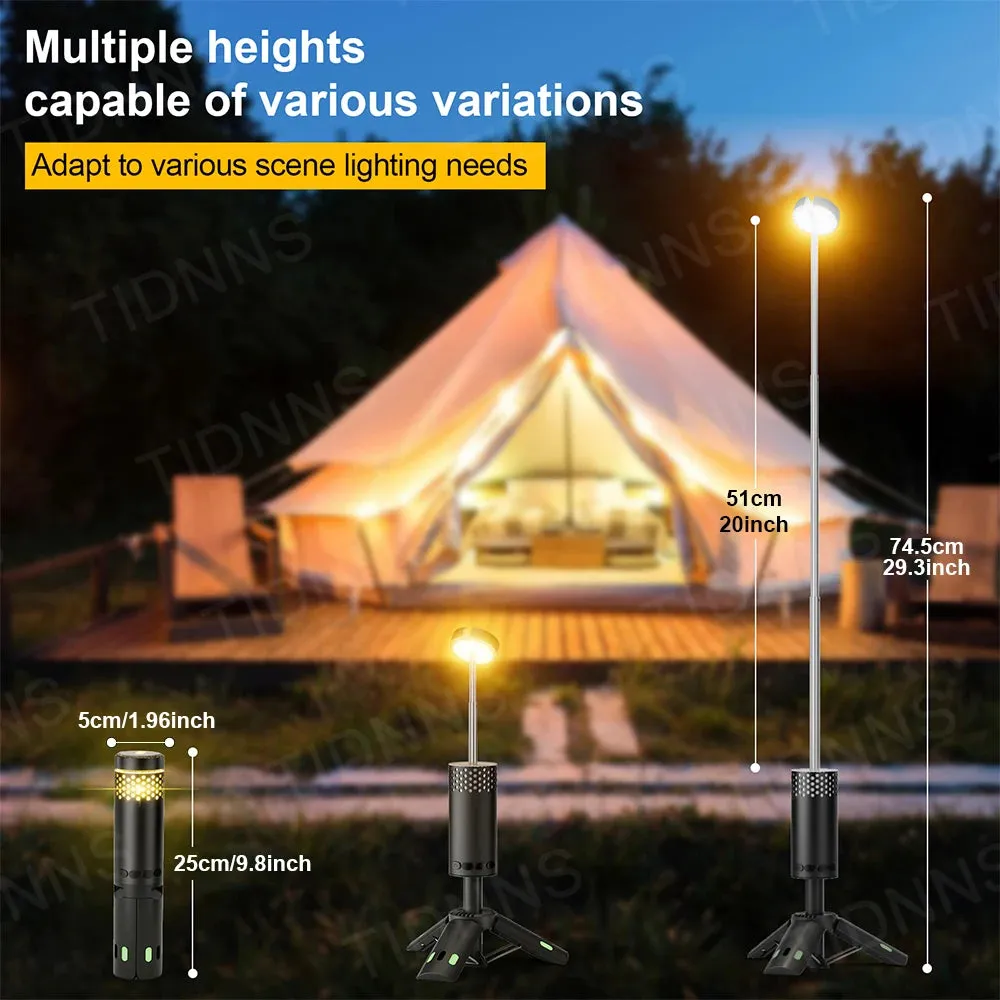 Rechargeable Telescopic Camping Lantern 10000mAh, Dimmable Fishing Light, Emergency Power Failure Lamp