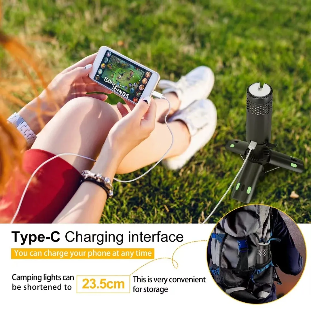 Rechargeable Telescopic Camping Lantern 10000mAh, Dimmable Fishing Light, Emergency Power Failure Lamp
