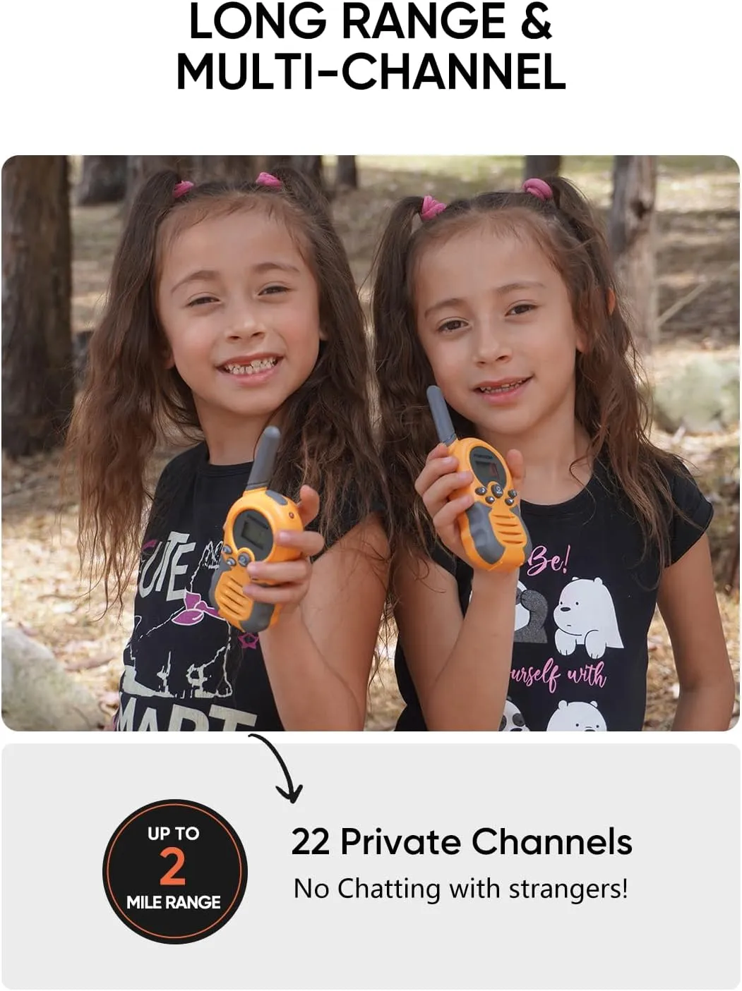 Rechargeable Walkie Talkies for Kids Walkie Talkies Long Range for Boy & Girl Age 3 to 12 Year Old Birthday Toys - 2 Pack