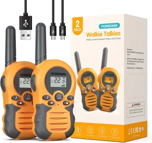 Rechargeable Walkie Talkies for Kids Walkie Talkies Long Range for Boy & Girl Age 3 to 12 Year Old Birthday Toys - 2 Pack