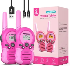 Rechargeable Walkie Talkies for Kids Walkie Talkies Long Range for Boy & Girl Age 3 to 12 Year Old Birthday Toys - 2 Pack
