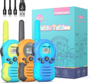 Rechargeable Walkie Talkies for Kids Walkie Talkies Long Range for Boy & Girl Age 3 to 12 Year Old Birthday Toys - 3 Pack