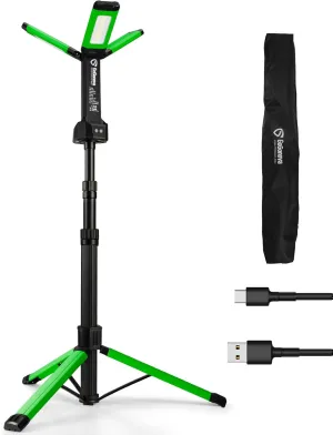Rechargeable Work Light with Stand, GoGonova Cordless Work Light with Triple LED Lamps, 8AH Battery, 700/1200/2200 Lumen, 4000/6500K Dimmable Camping Light with Detachable Tripod (Green)