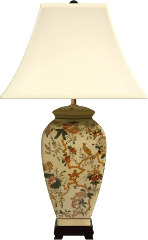 Red Lantern 25" Autumn Birds and Flowers Vase Lamp