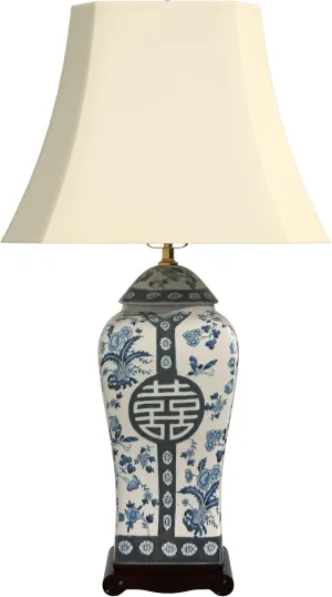Red Lantern 26" Floral Blue & White Vase Lamp