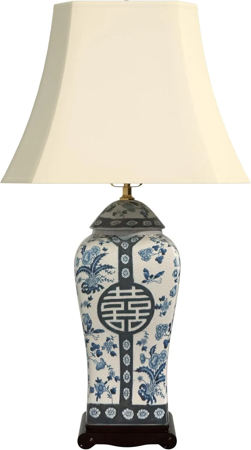 Red Lantern 26" Floral Blue & White Vase Lamp