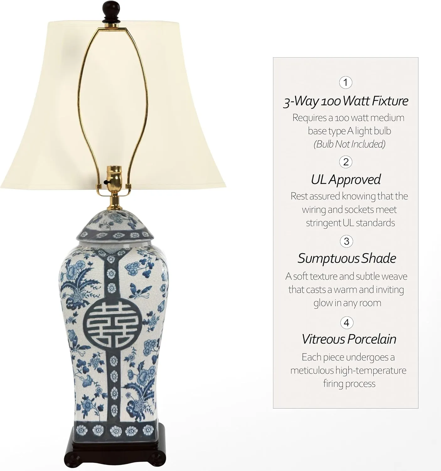 Red Lantern 26" Floral Blue & White Vase Lamp