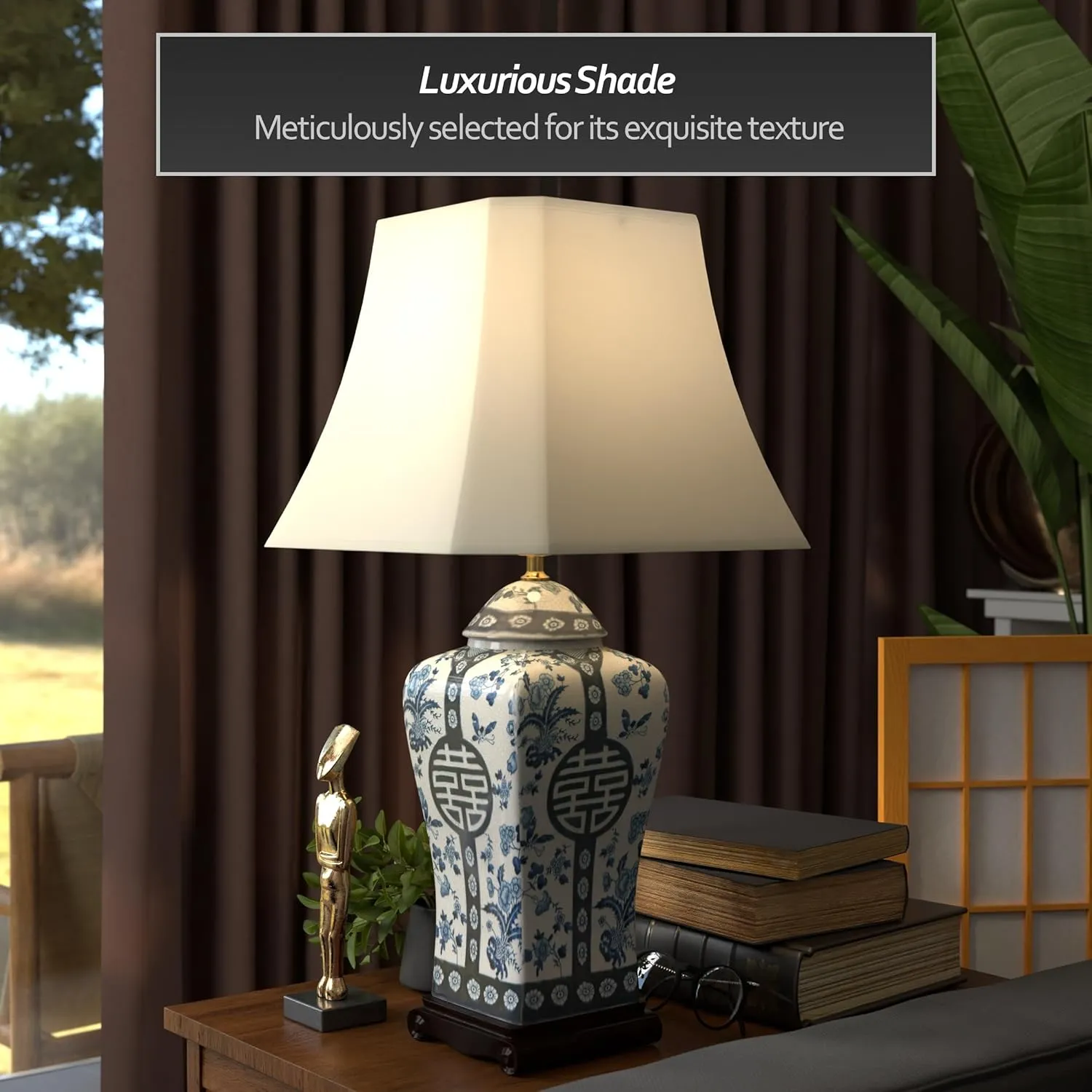 Red Lantern 26" Floral Blue & White Vase Lamp