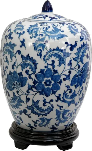 Red Lantern BW-JAR1-BWFL Vase Jar, Floral Blue/White
