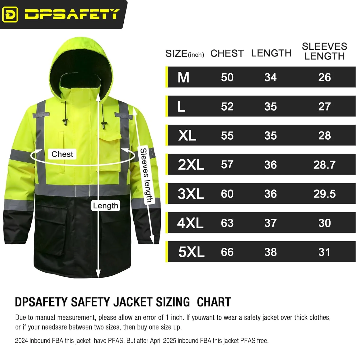 Reflective Jacket, High Visibility Parka, Waterproof Hi Vis, Safety Jacket with Removable Hood and Zipper, ANSI Class 3 (Lime, XL)