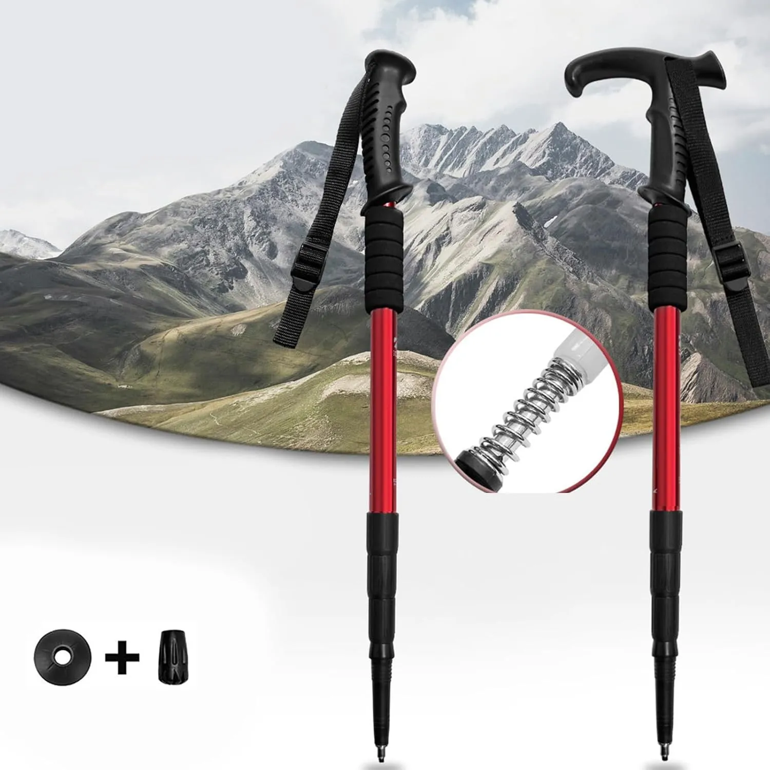 Regulable Aluminum Hiking Stick Portables Ergonomic Bents Handle Trekking Poles for Hiking and Outdoor Mountaineering Poles