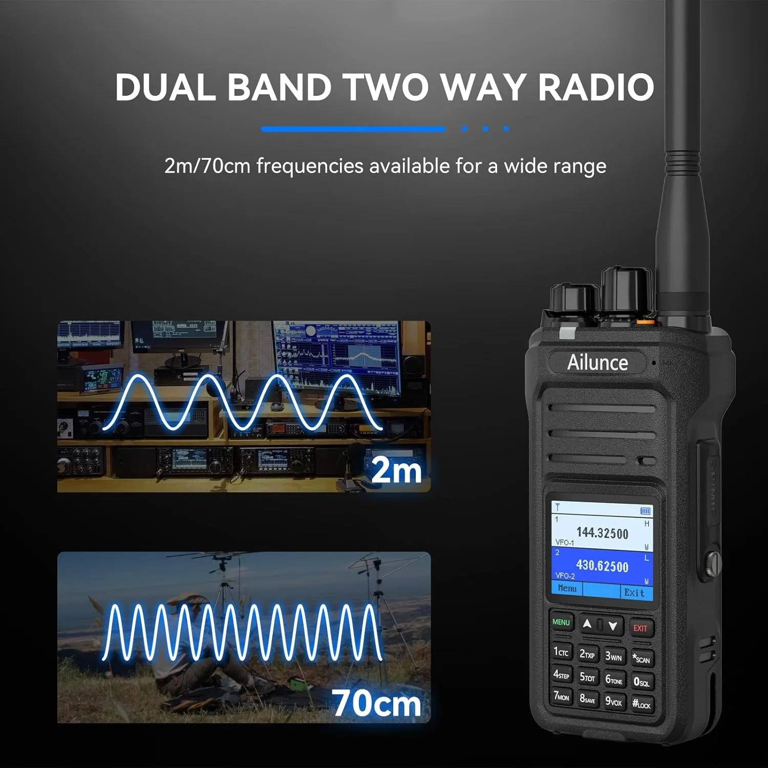 Retevis Ailunce HA1UV Ham Radio,Dual Band Handheld Radio,IP67 Waterproof Rugged Durable Two Way Radio,NOAA Weather Alert,One Key Alarm,2800mAh USB-C,Hurricanes Emergency Long Range Walkie Talkies