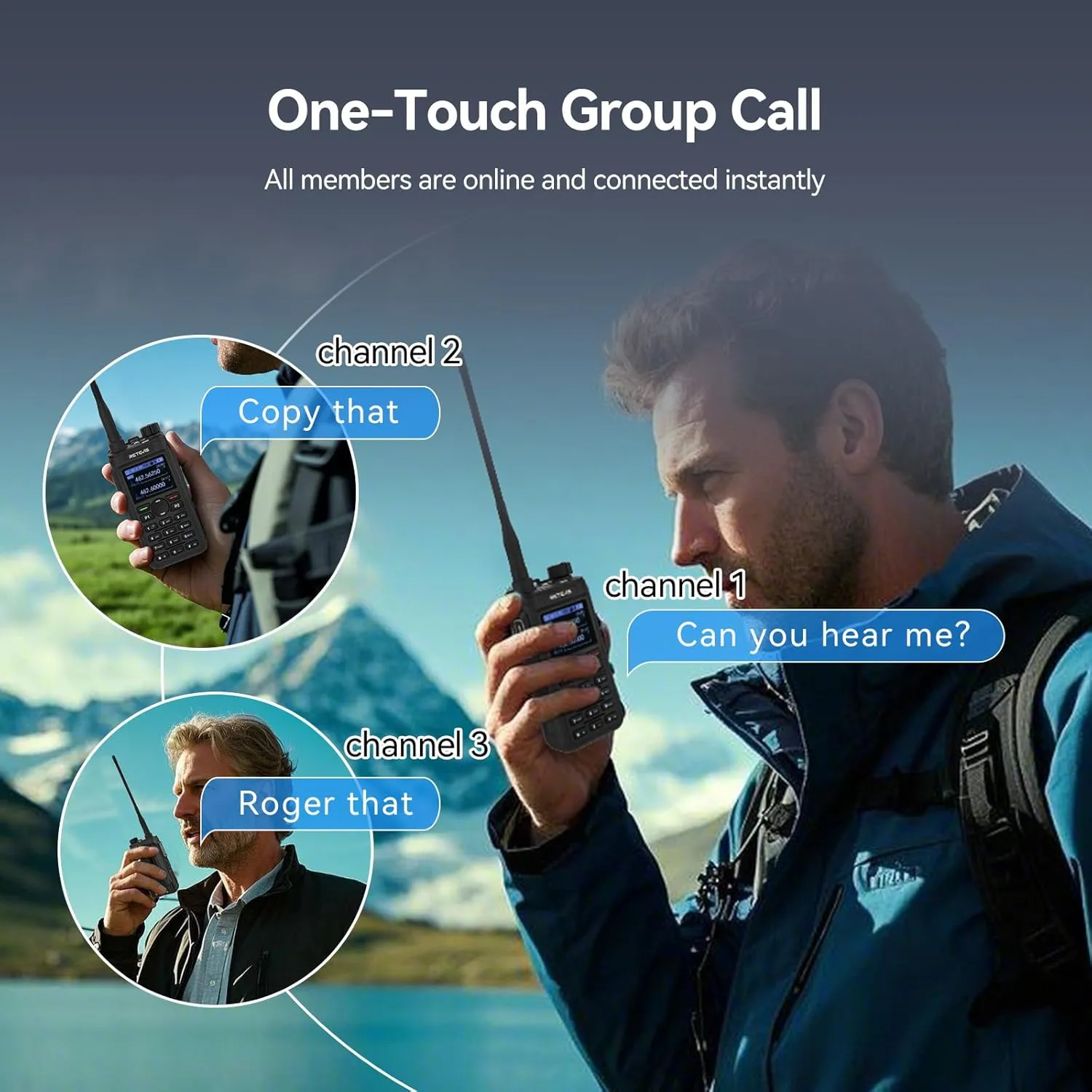 Retevis C2 GMRS Handheld Radio,Emergency Two Way Radio Long Range,Repeater Capable,Dual Watch, NOAA,Noise Canceling,Flashlight,2000mAh,Walkie Talkies with USB-C Charger Full Kit (1Pack)
