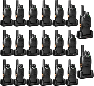 Retevis H-777 2 Way Radios Walkie Talkies Long Range, Rechargeable Two Way Radios, Hand Free Adults Walkie Talkies with Charging Base(Black, 20 Pack)