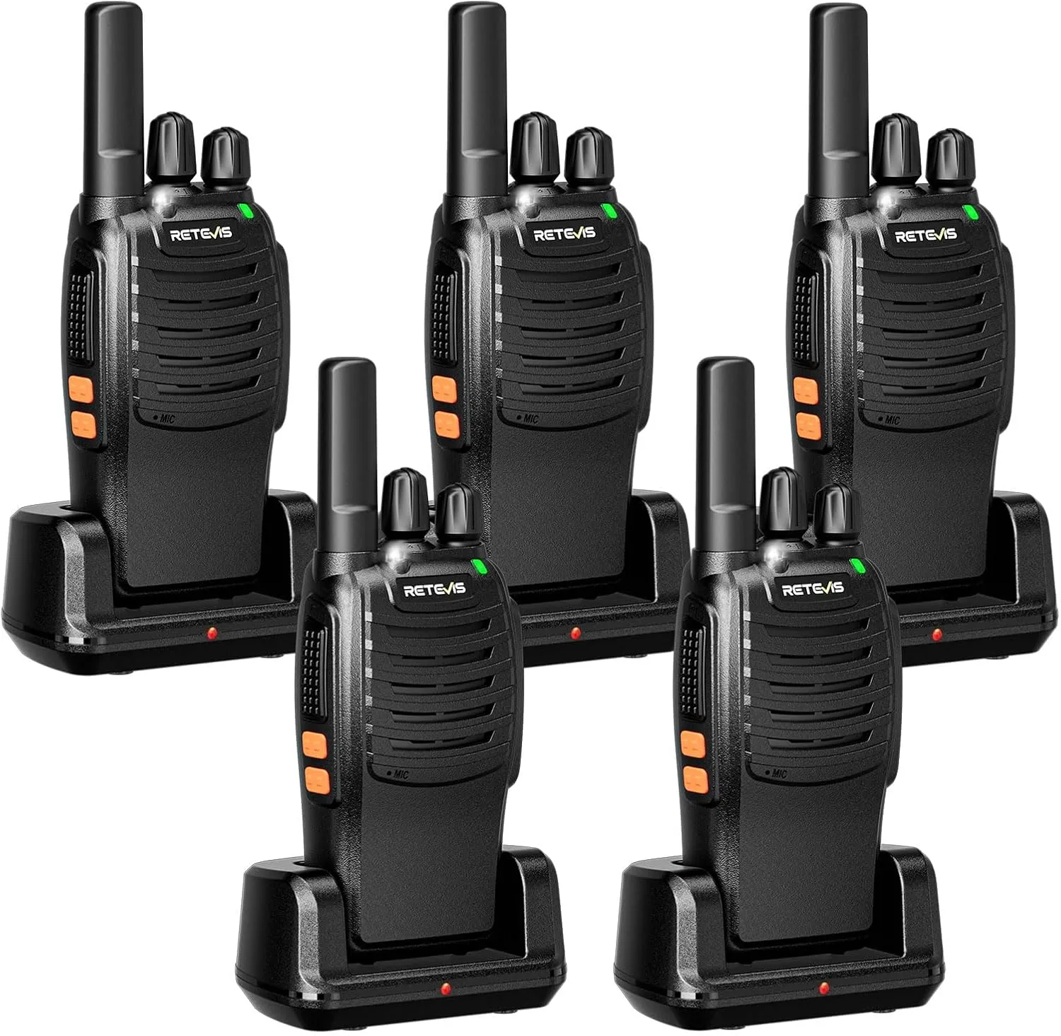 Retevis H-777 Walkie Talkies Adults, Portable FRS Two-Way Radios, Long Range 2 Way Radios, LicenseFree, Flashlight, for School Church Security(5 Pack)