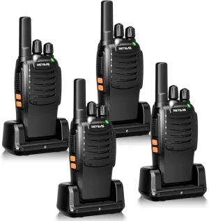 Retevis H-777 Walkie Talkies Rechargeable, 2 Way Radio Long Range, Handheld Two Way Radios for Adults, Short Antenna, LED Flashlight, Emergency Alarm, 16 Channel (4 Pack)