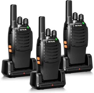 Retevis H-777 Walkie Talkies Rechargeable, 2 Way Radios Long Range, Portable FRS Two-Way Radios, Short Antenna, LED Flashlight, for Adults Family Outdoor (3 Pack)