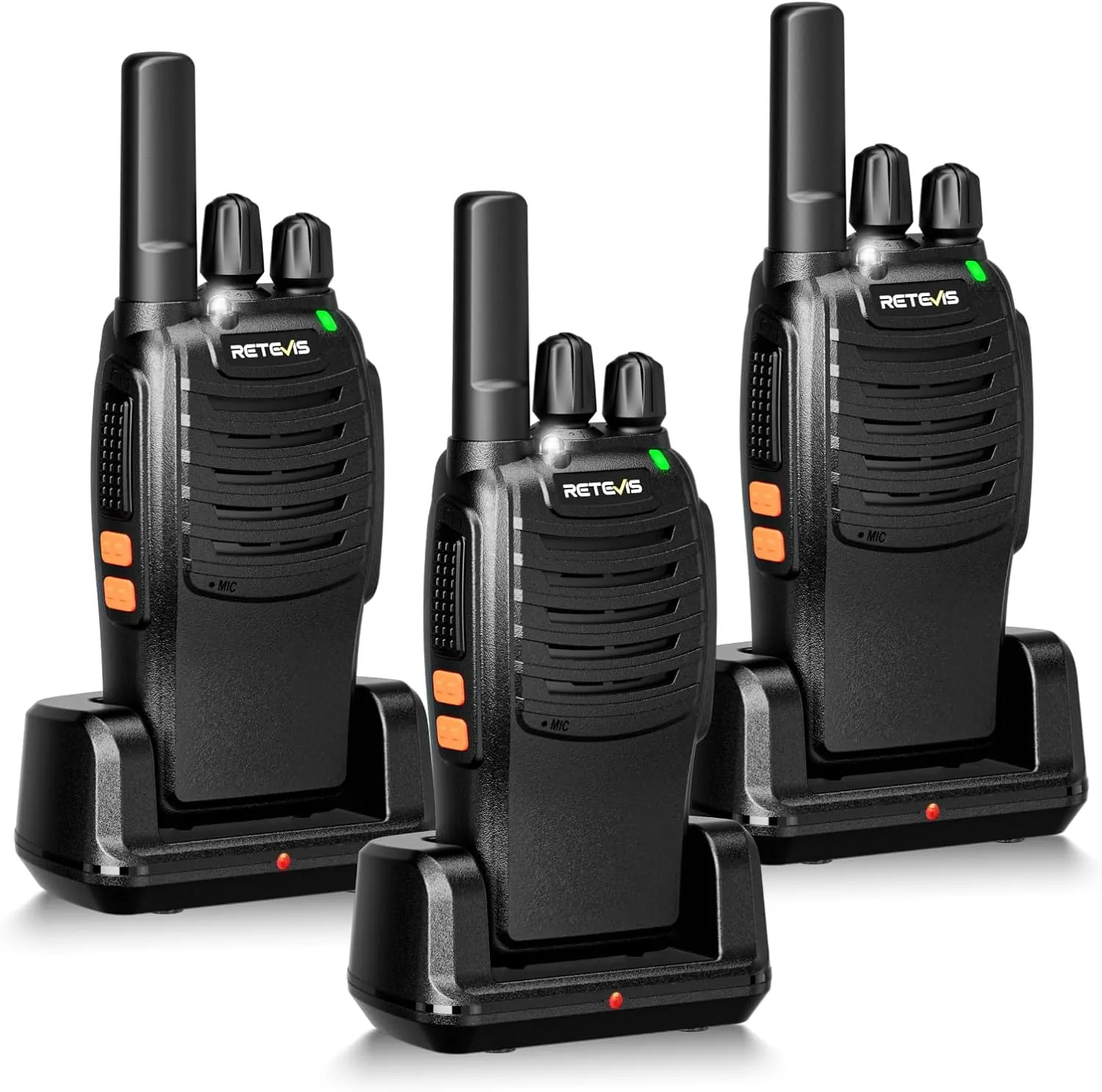Retevis H-777 Walkie Talkies Rechargeable, 2 Way Radios Long Range, Portable FRS Two-Way Radios, Short Antenna, LED Flashlight, for Adults Family Outdoor (3 Pack)