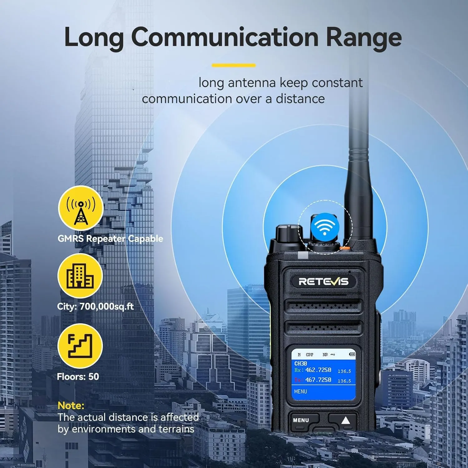 Retevis NR30S 2 Way Radio Long Range,IP67 Waterproof GMRS Two Way Radios with Shoulder Mic,2800mAh Battery,Group Call,NOAA,Noise Canceling,Professional Walkie Talkies for Jobsite Supplier Team(4 Pack)