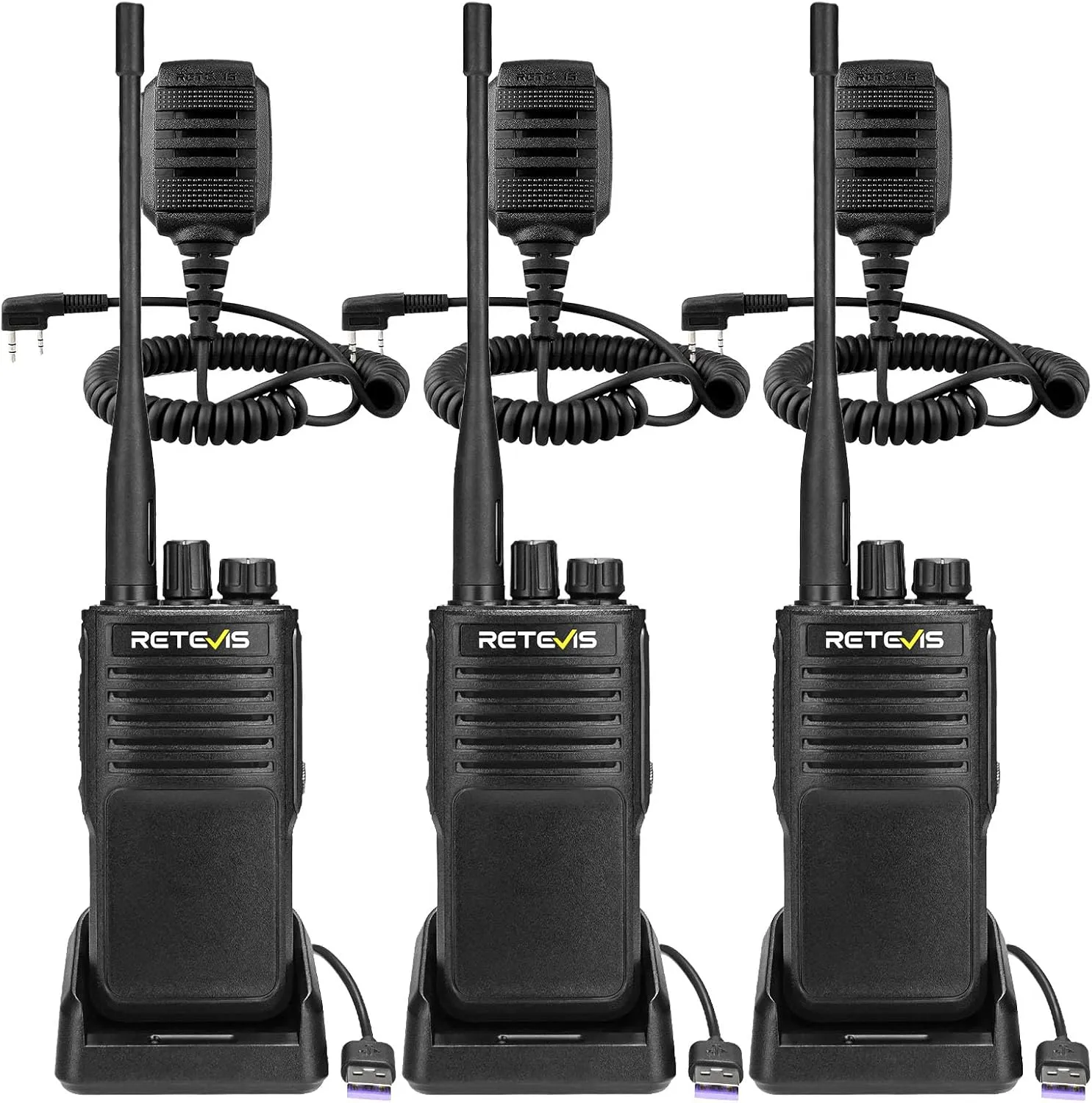 Retevis P2 IP68 Waterproof 2 Way Redio Long Range,Professional Two Way Radio with Speaker Mic, Long Distance Walkie Talkies, Noise Cancelling, 2500mAh, for Commercial Construction(3 Pack)