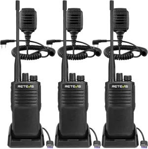 Retevis P2 IP68 Waterproof 2 Way Redio Long Range,Professional Two Way Radio with Speaker Mic, Long Distance Walkie Talkies, Noise Cancelling, 2500mAh, for Commercial Construction(3 Pack)