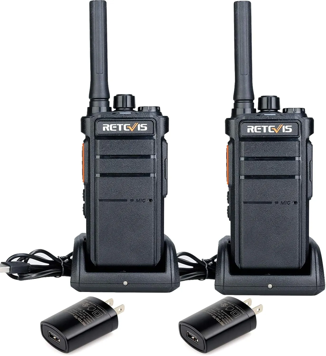 Retevis RB26 Walkie Talkies Long Range, Extended Range Two-Way Radios, Repeater Compatible, 2000mAh Rechargeable Battery, USB-C Charging, Flashlight, Emergency Radios for Camping,Hiking(2 Pack)