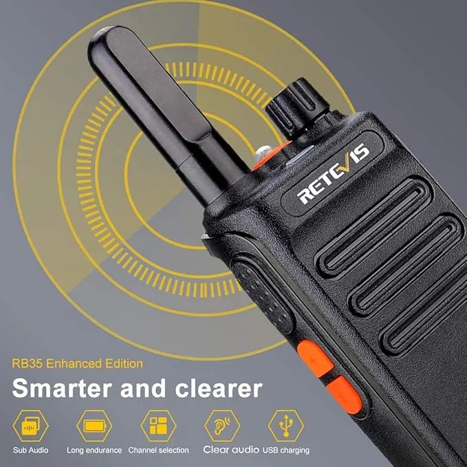 Retevis RB35 Walkie Talkie 6 Pack, Small and Lightweight Two Way Radios Rechargeable, Flashlight, Hands Free, Handheld Portable 2 Way Radio for Staff Grocery Stores Travel Gift Skiing Event