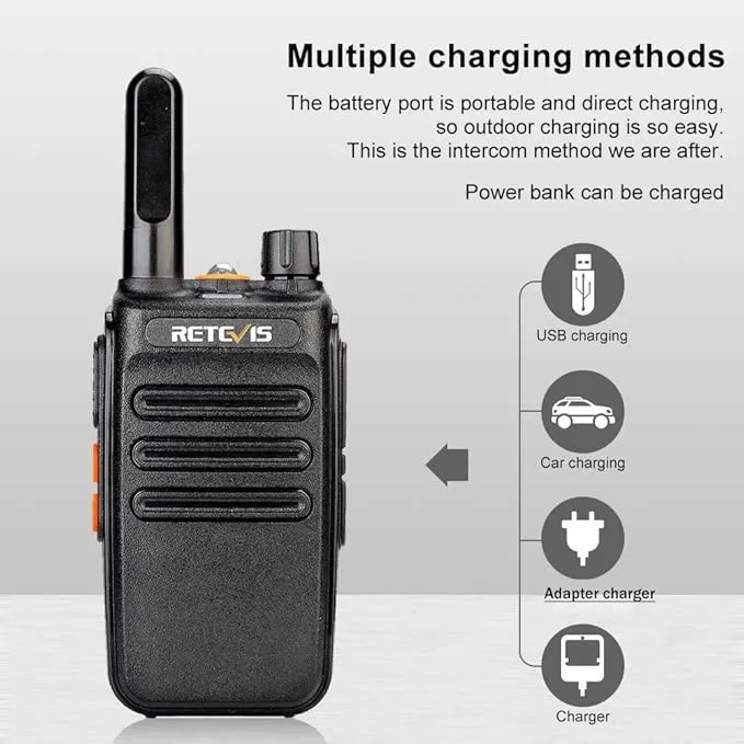 Retevis RB35 Walkie Talkie 6 Pack, Small and Lightweight Two Way Radios Rechargeable, Flashlight, Hands Free, Handheld Portable 2 Way Radio for Staff Grocery Stores Travel Gift Skiing Event