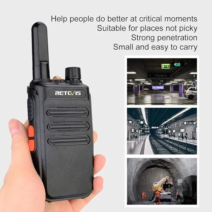 Retevis RB35 Walkie Talkie 6 Pack, Small and Lightweight Two Way Radios Rechargeable, Flashlight, Hands Free, Handheld Portable 2 Way Radio for Staff Grocery Stores Travel Gift Skiing Event