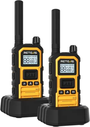 Retevis RB48 Plus Walkie Talkies Long Range, IP67 Waterproof Heavy Duty GMRS Two Way Radios, NOAA, USB-C Rechargeable, Vibration Alert, Emergency 2 Way Radios, for Off-Roading Hunting(2 Pack)