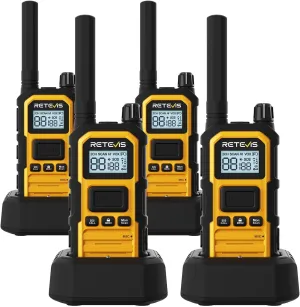 Retevis RB48P Walkie Talkies for Adults, GMRS Waterproof 2 Way Radio Long Range, Heavy Duty Rechargeable Two Way Radios, Group Call, Dual PTT, Vibration Alert, NOAA(4 Pack)
