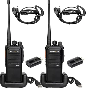 Retevis RB75 GMRS Two Way Radio, 4500mAh Big Battery, Waterproof Walkie Talkies Long Range, Hands-Free, Emergency Radio, Walkie Talkie with Earpiece for Hunting Hiking Camping Cruise (2 Pack)