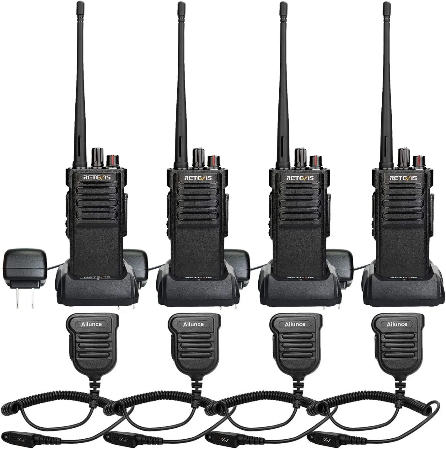 Retevis RT29 2 Way Radio Long Range,Heavy Duty Two Way Radios Rugged,Professional Walkie Talkies with Waterproof Speaker Mic 3200mAh,Enterprise Grade for Construction School Security Patrol (4 Pack)