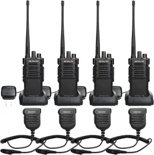 Retevis RT29 2 Way Radio Long Range,Heavy Duty Two Way Radios Rugged,Professional Walkie Talkies with Waterproof Speaker Mic 3200mAh,Enterprise Grade for Construction School Security Patrol (4 Pack)