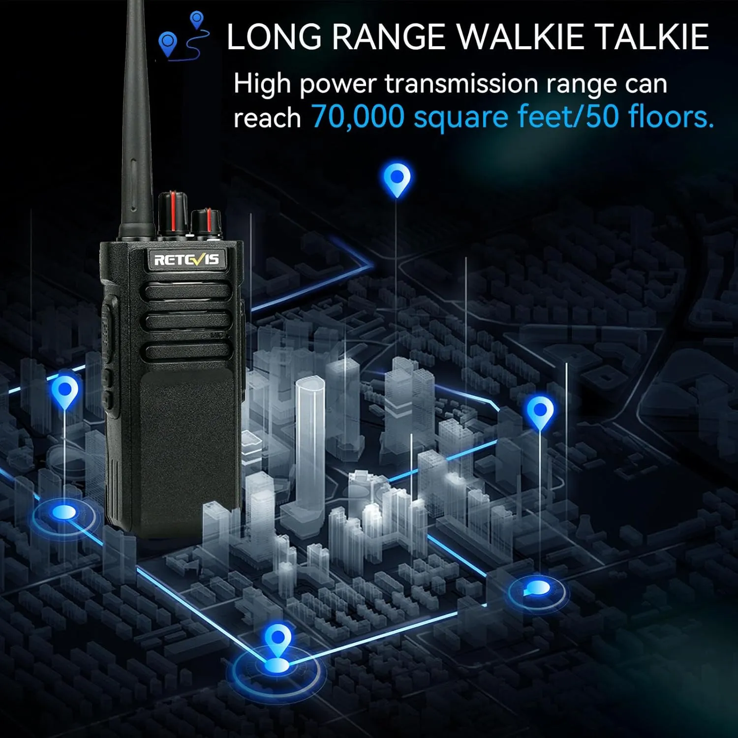 Retevis RT29 2 Way Radio Long Range,Heavy Duty Two Way Radios Rugged,Professional Walkie Talkies with Waterproof Speaker Mic 3200mAh,Enterprise Grade for Construction School Security Patrol (4 Pack)